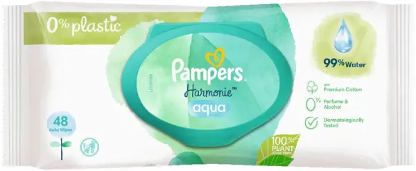 Lingettes humides Pampers Aqua, lot de 48