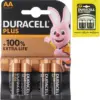 Pile alcaline Duracell Plus AA 4p