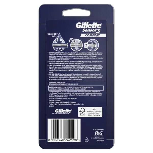 Lames de rasoir jetables Gillette Sensor3 Comfort 8 pièces - Image 2