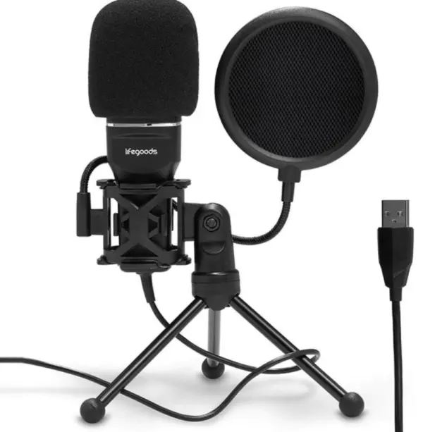 Microphone pour podcast - USB - Noir